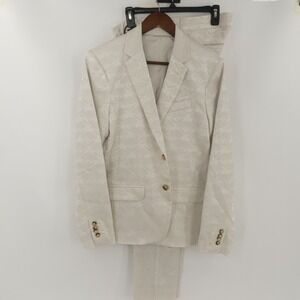 NWT‎ Mr Turk Men Geometric Fan Print Blazer Pant Suit Set Ivory 38 28 31x31